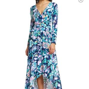 Lilly Pulitzer Montague Long Sleeve Faux Wrap Maxi Dress XXS NWT